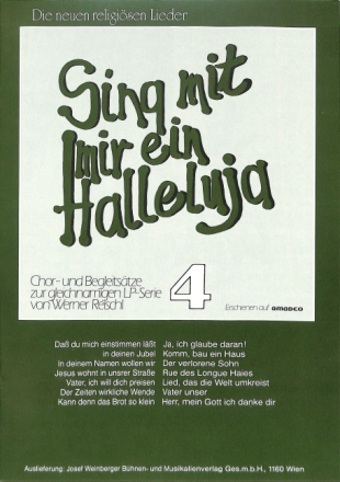 Sing mit mir ein Halleluja Band 4 f�r gem Chor und Instrumente Chorpartitur
