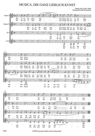 Musica die ganz lieblich Kunst f�r Frauenchor a cappella Partitur
