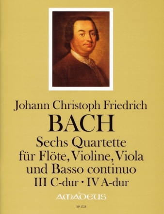 6 Quartette Band 2 f�r Fl�te, Violine, Viola und Bc Partitur und Stimmen
