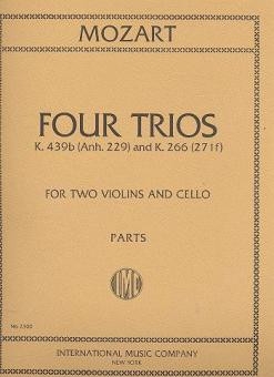 4 Trios KV439b (Anh.229) und KV266 (217f) f�r 2 Violinen und Violoncello Stimmen