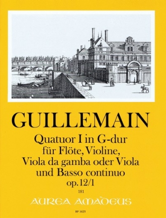 Quartette G-Dur 12,1 f�r Fl�te, Violine, Viola da gamba (Viola) und BC Partitur und Stimmen