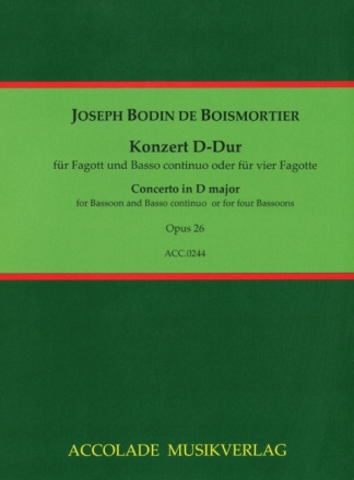 Konzert D-Dur op.26 f�r Violoncello (Viola da gamba) und Bc oder f�r 4 Violoncelli,   Partitur und Stimmen