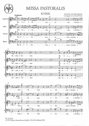 Missa pastoralis D-Dur f�r Soli, gem Chor und Orchester Chorpartitur
