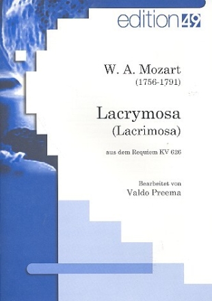 Lacrimosa aus dem Requiem KV626 f�r Sopran, Oboe, Streicher und Orgel Partitur