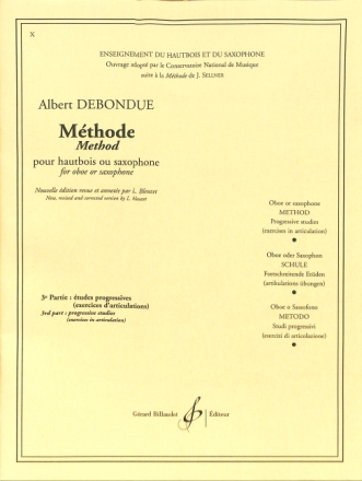 M�thode pour haubois ou saxophone vol.3 �tudes progressives exercices d'articulations