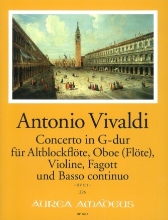 Konzert G-Dur RV101 f�r Altblockfl�te, Oboe (Fl�te), Violine, Fagott und Bc Partitur und Stimmen
