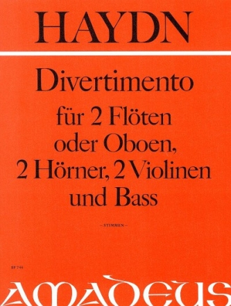 DIVERTIMENTO D-DUR FUER 2 FL (OB), 2 HRN, 2 VL UND BASS  STIMMEN PAEULER, BERNHARD, ED
