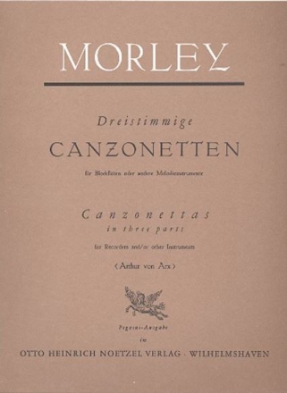 Three-part Canzonettas for 2 soprano and alto recorder Partitur