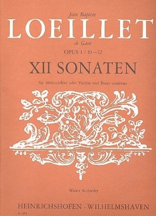 12 Sonaten op.1 Band 4 (Nr.10-12) f�r Altblockfl�te und Bc