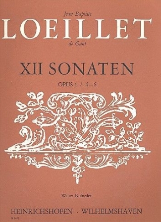 12 Sonaten op.1 Band 2 (Nr.4-6) f�r Altblockfl�te und Bc