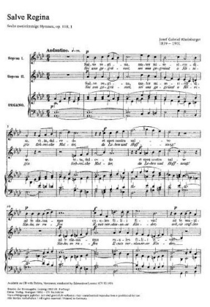 SALVE REGINA OP.118,1 FUER 2 SINGSTIMMEN UND KLAVIER 6 ZWEISTIMMIGE HYMNEN NR.6