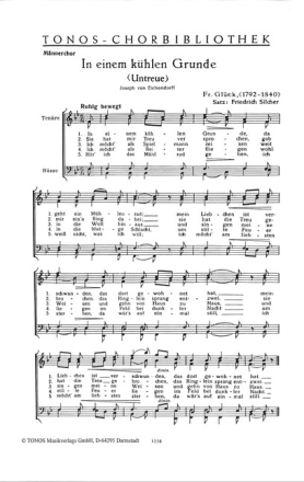 IN EINEM KUEHLEN GRUNDE FUER MAENNERCHOR A CAPPELLA,  PARTITUR SILCHER, FRIEDRICH, BEARB.