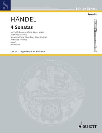 4 Sonaten aus op.1 f�r Altblockfl�te und Klavier
