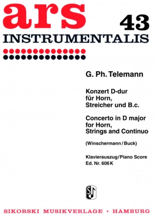 Konzert D-Dur f�r Horn, Streicher und Bc Klavierauszug