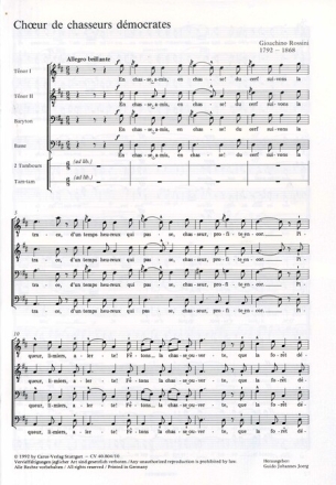 Choeur de chasseurs democrates f�r M�nnerchor, 2 Trommeln und Tam-Tam ad lib., Partitur (fr)
