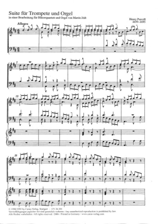 SUITE FUER TROMPETE UND ORGEL FUER BLAESERQUARTETT UND ORGEL PARTITUR