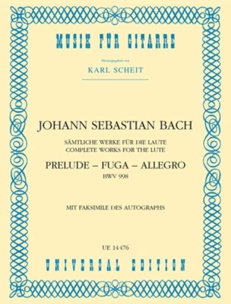 Pr�ludium, Fuge und Allegro Es-Dur BWV998 f�r Gitarre