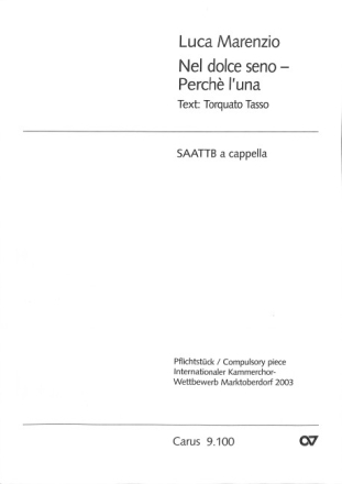 NEL DOLCE SENO PERCHE L'UNA FUER GEM  CHOR (SAATTB), SINGPARTITUR