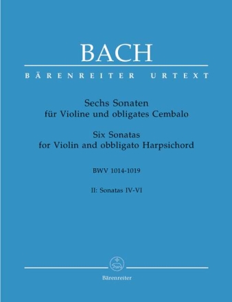 6 Sonaten BWV1014-1017 Band 2 f�r Violine und Cembalo Partitur und Stimmen
