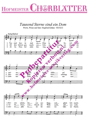 Tausend Sterne sind ein Dom f�r gem Chor a cappella Partitur
