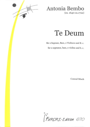Te deum f�r 2 Soprane, 2 Violinen und Bc Partitur und Stimmen