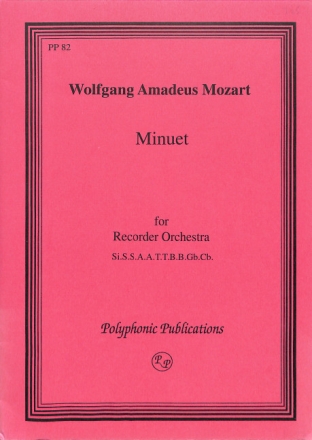 MINUET FROM SERENADE KV361 FOR 11 RECORDERS (SOSSAATTBBGBCB) SCORE+PARTS