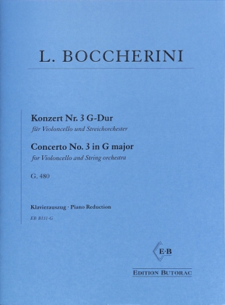 Konzert Nr.3 G480 f�r Violoncello und Streichorchester f�r Violoncello und Klavier