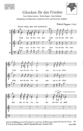 Glocken f�r den Frieden f�r gem Chor a cappella