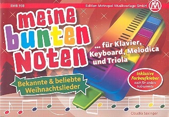 Bekannte und beliebte Weihnachtslieder f�r Klavier (Melodica/Triola/Keyboard) (mit Text), inkl. Farbaufkleber