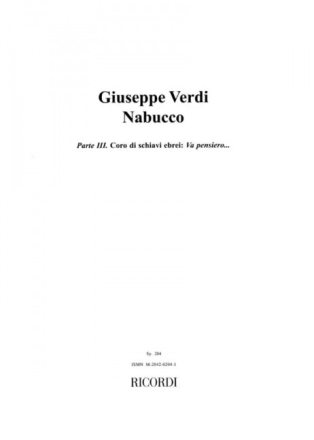 Nabucco f�r Soli, Chor und Orchester Chorpartitur (M�nnerchor)