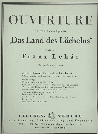 Das Land des L�chelns Ouvert�re f�r Orchester Direktion und Stimmen