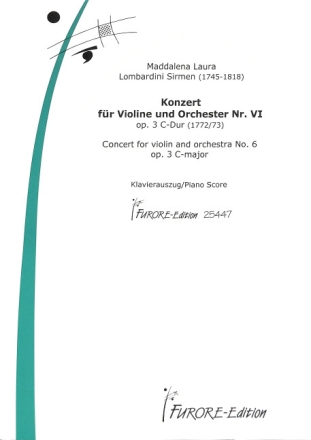 Konzert C-Dur op.3,6 f�r Violine und Orchester Partitur Gabler, Barbara, Ed