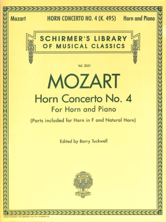 Horn concerto no.4 KV495 for horn and orchestra for horn and piano Tuckwell, Barry, ed