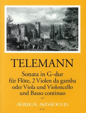 Sonate G-Dur TWV43:G10 f�r Fl�te, 2 Violen da gamba und Bc (Viola, Violoncello und Bc) Partitur und Stimmen