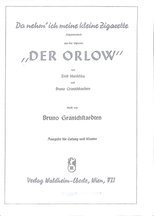 Da nehm' ich meine kleine Zigarette Einzelausgabe f�r Gesang und Klavier