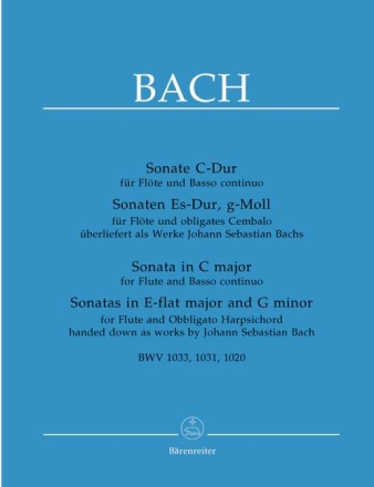 3 Sonaten BWV1033, BWV1031 und BWV1020 f�r Fl�te und BC (bzw. mit obligatem Cembalo)