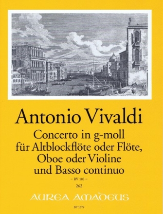 Konzert g-Moll RV103 f�r Altblockfl�te (Fl�te), Oboe (Violine) und Bc Partitur (=Klavier) und Stimmen