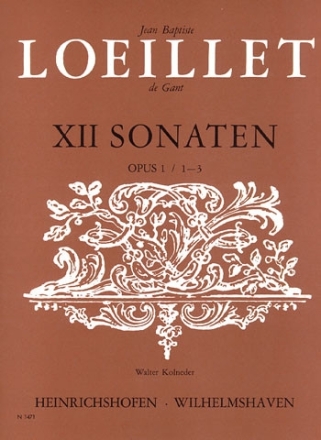 12 Sonaten op.1 Band 1 (Nr.1-3) f�r Altblockfl�te und Bc