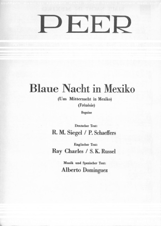 Blaue Nacht in Mexiko: Einzelausgabe f�r Gesang und Klavier (dt/en/sp)
