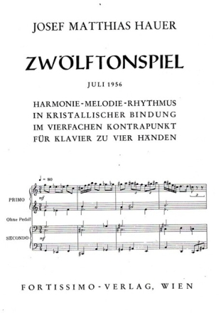 Zw�lftonspiel Juli 1956 f�r Klavier zu vier H�nden