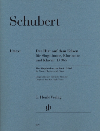 Der Hirt auf dem Felsen D965 f�r Gesang (hoch), Klarinette und Klavier Partitur und Klarinettenstimme