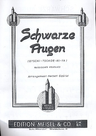 Schwarze Augen f�r Klavier Einzelausgabe