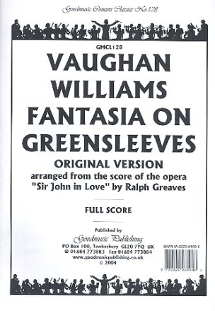 Fantasia on Greensleeves  for string orchestra, 2 flutes and harp full score