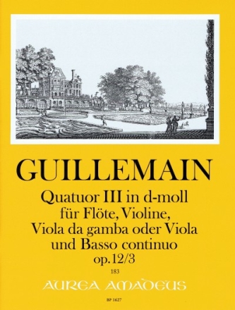 Quartette d-Moll 12,3 f�r Fl�te, Violine, Viola da gamba (Viola) und BC Partitur und Stimmen