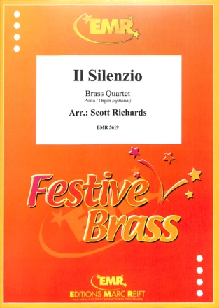 Il Silenzio for brass quartet (with opt. piano/organ) score and parts