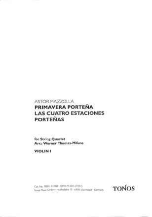 Primavera portena  f�r Streichquartett Stimmen