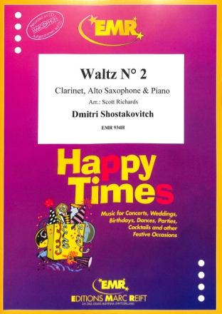 Waltz no.2 for clarinet, alto saxophone and piano score and parts