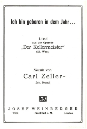 Ich bin geboren in dem Jahr f�r Gesang und Klavier