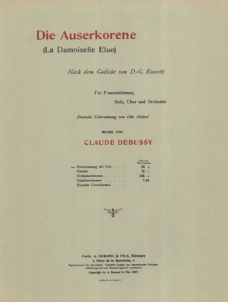 Debussy  Damoiselle Elue Cht All Vocal and Piano