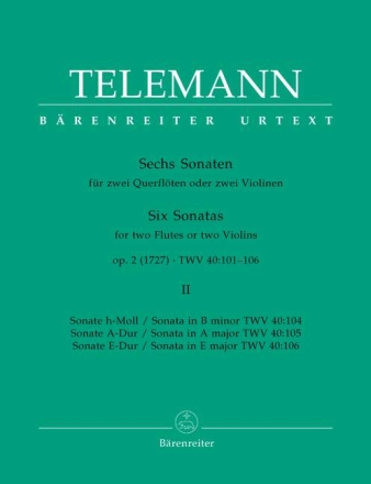 6 Sonaten op.2 Band 2 (Nr.4-6) f�r 2 Fl�ten Spielpartitur